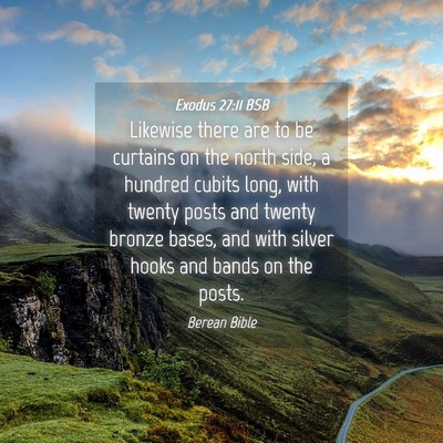Picture 04 - Exodus 27:11 BSB - Likewise there are to be curtains on the north - Bible Verse Picture
