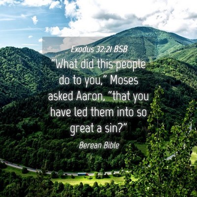 Picture 04 - Exodus 32:21 BSB - “What did this people do to you,” Moses asked - Bible Verse Picture