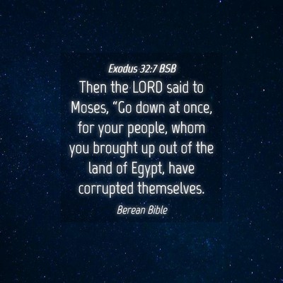 Picture 04 - Exodus 32:7 BSB - Then the LORD said to Moses, “Go down at once, - Bible Verse Picture