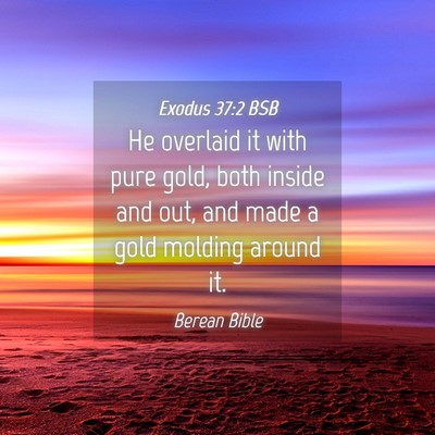 Picture 04 - Exodus 37:2 BSB - He overlaid it with pure gold, both inside and - Bible Verse Picture