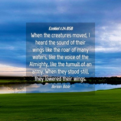 Picture 04 - Ezekiel 1:24 BSB - When the creatures moved, I heard the sound of - Bible Verse Picture