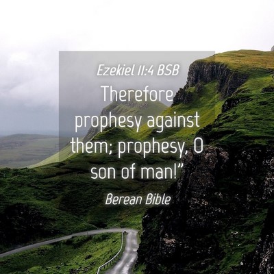 Picture 04 - Ezekiel 11:4 BSB - Therefore prophesy against them; prophesy, O son - Bible Verse Picture