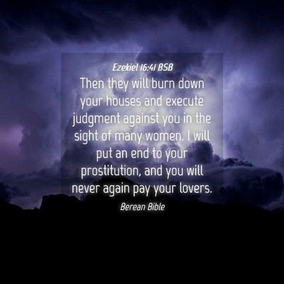 Picture 04 - Ezekiel 16:41 BSB - Then they will burn down your houses and execute - Bible Verse Picture