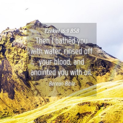 Picture 04 - Ezekiel 16:9 BSB - Then I bathed you with water, rinsed off your - Bible Verse Picture