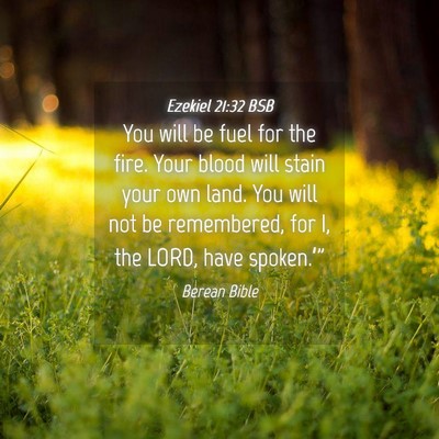 Picture 04 - Ezekiel 21:32 BSB - You will be fuel for the fire. Your blood will - Bible Verse Picture