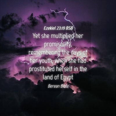Picture 04 - Ezekiel 23:19 BSB - Yet she multiplied her promiscuity, remembering - Bible Verse Picture