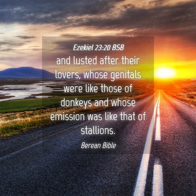 Picture 04 - Ezekiel 23:20 BSB - and lusted after their lovers, whose genitals - Bible Verse Picture