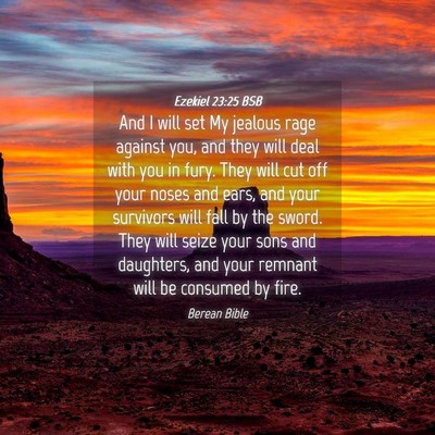 Picture 04 - Ezekiel 23:25 BSB - And I will set My jealous rage against you, and - Bible Verse Picture