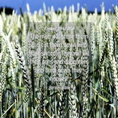 Picture 04 - Ezekiel 23:47 BSB - The mob will stone them and cut them down with - Bible Verse Picture