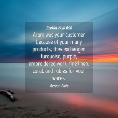 Picture 04 - Ezekiel 27:16 BSB - Aram was your customer because of your many - Bible Verse Picture