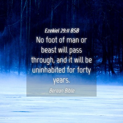 Picture 04 - Ezekiel 29:11 BSB - No foot of man or beast will pass through, and it - Bible Verse Picture