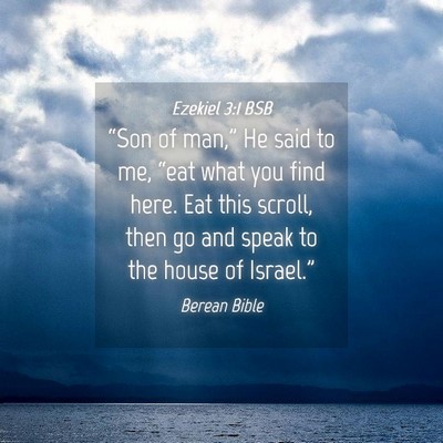 Picture 04 - Ezekiel 3:1 BSB - “Son of man,” He said to me, “eat what you - Bible Verse Picture