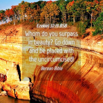 Picture 04 - Ezekiel 32:19 BSB - Whom do you surpass in beauty? Go down and be - Bible Verse Picture