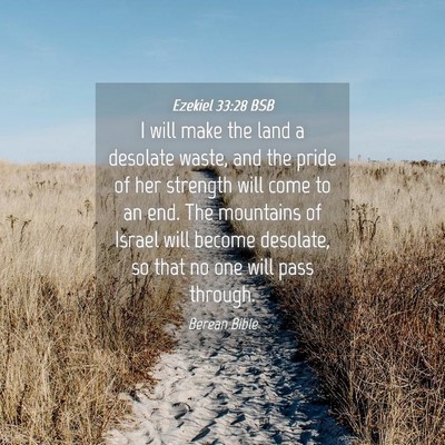 Picture 04 - Ezekiel 33:28 BSB - I will make the land a desolate waste, and the - Bible Verse Picture