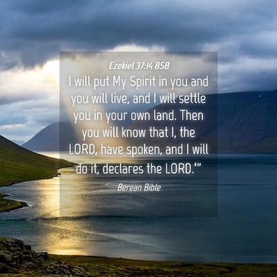 Picture 04 - Ezekiel 37:14 BSB - I will put My Spirit in you and you will live, - Bible Verse Picture