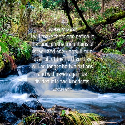 Picture 04 - Ezekiel 37:22 BSB - I will make them one nation in the land, on the - Bible Verse Picture