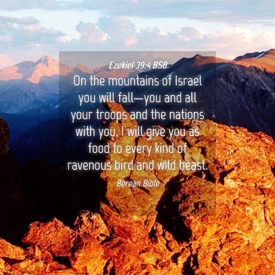 Picture 04 - Ezekiel 39:4 BSB - On the mountains of Israel you will fall—you - Bible Verse Picture