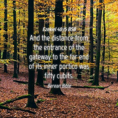 Picture 04 - Ezekiel 40:15 BSB - And the distance from the entrance of the gateway - Bible Verse Picture