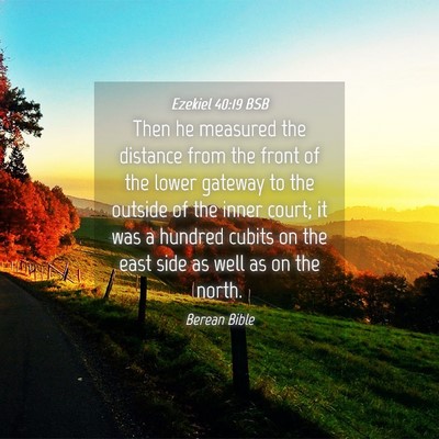 Picture 04 - Ezekiel 40:19 BSB - Then he measured the distance from the front of - Bible Verse Picture