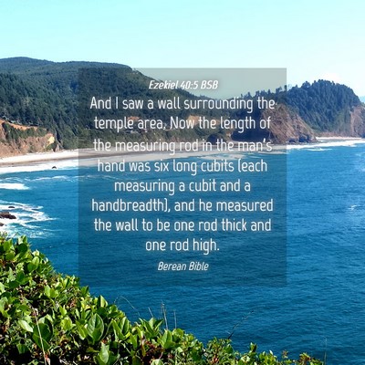 Picture 04 - Ezekiel 40:5 BSB - And I saw a wall surrounding the temple area. Now - Bible Verse Picture