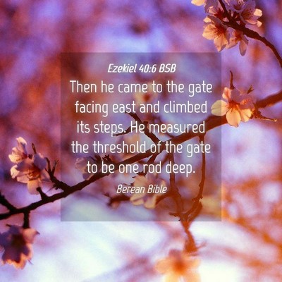 Picture 04 - Ezekiel 40:6 BSB - Then he came to the gate facing east and climbed - Bible Verse Picture