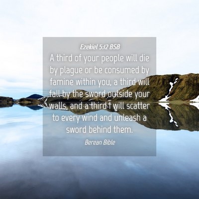 Picture 04 - Ezekiel 5:12 BSB - A third of your people will die by plague or be - Bible Verse Picture