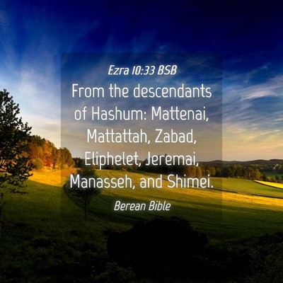 Picture 04 - Ezra 10:33 BSB - From the descendants of Hashum: Mattenai, - Bible Verse Picture