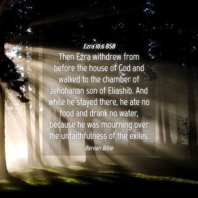 Picture 04 - Ezra 10:6 BSB - Then Ezra withdrew from before the house of God - Bible Verse Picture