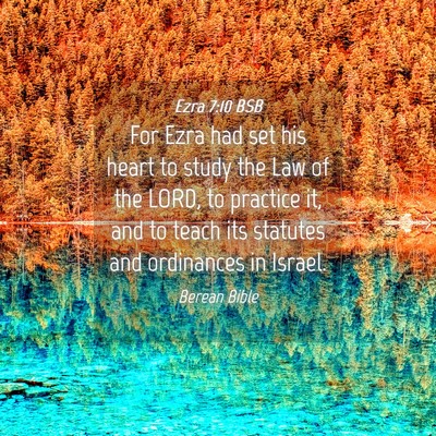 Picture 04 - Ezra 7:10 BSB - For Ezra had set his heart to study the Law of - Bible Verse Picture