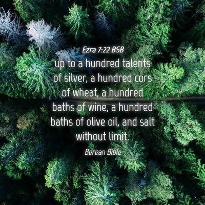 Picture 04 - Ezra 7:22 BSB - up to a hundred talents of silver, a hundred cors - Bible Verse Picture