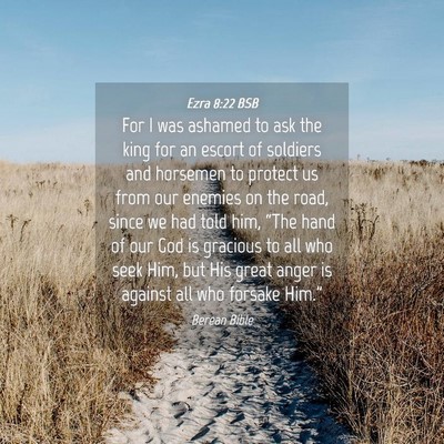 Picture 04 - Ezra 8:22 BSB - For I was ashamed to ask the king for an escort - Bible Verse Picture