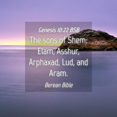 Picture 04 - Genesis 10:22 BSB - The sons of Shem: Elam, Asshur, Arphaxad, Lud, - Bible Verse Picture