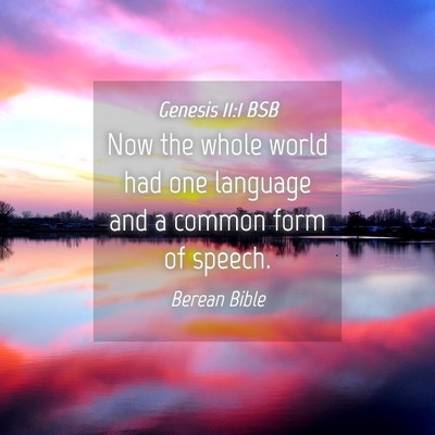 Picture 04 - Genesis 11:1 BSB - Now the whole world had one language and a common - Bible Verse Picture