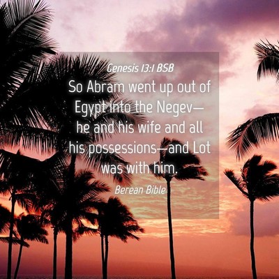 Picture 04 - Genesis 13:1 BSB - So Abram went up out of Egypt into the Negev—he - Bible Verse Picture