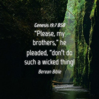 Picture 04 - Genesis 19:7 BSB - “Please, my brothers,” he pleaded, “don’t - Bible Verse Picture