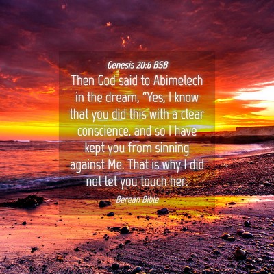 Picture 04 - Genesis 20:6 BSB - Then God said to Abimelech in the dream, “Yes, - Bible Verse Picture
