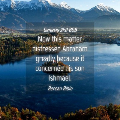 Picture 04 - Genesis 21:11 BSB - Now this matter distressed Abraham greatly - Bible Verse Picture