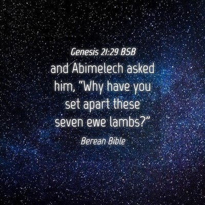 Picture 04 - Genesis 21:29 BSB - and Abimelech asked him, “Why have you set - Bible Verse Picture