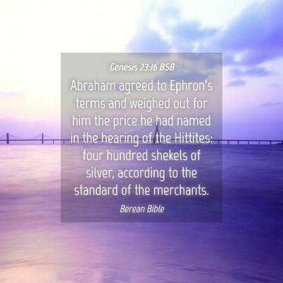 Picture 04 - Genesis 23:16 BSB - Abraham agreed to Ephron’s terms and weighed - Bible Verse Picture