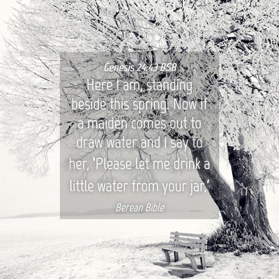 Picture 04 - Genesis 24:43 BSB - Here I am, standing beside this spring. Now if a - Bible Verse Picture