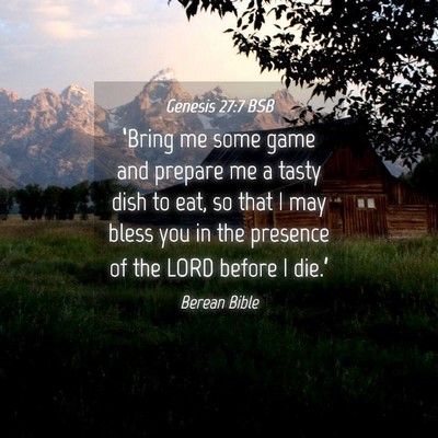 Picture 04 - Genesis 27:7 BSB - ‘Bring me some game and prepare me a tasty dish - Bible Verse Picture