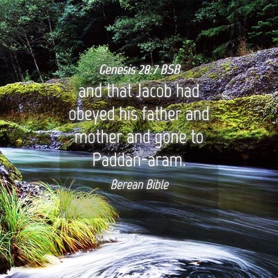 Picture 04 - Genesis 28:7 BSB - and that Jacob had obeyed his father and mother - Bible Verse Picture