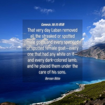Picture 04 - Genesis 30:35 BSB - That very day Laban removed all the streaked or - Bible Verse Picture