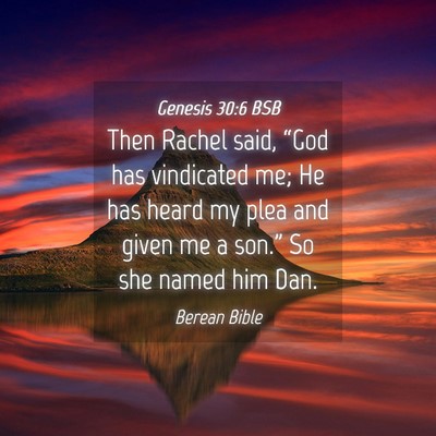 Picture 04 - Genesis 30:6 BSB - Then Rachel said, “God has vindicated me; He - Bible Verse Picture