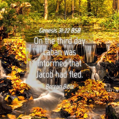 Picture 04 - Genesis 31:22 BSB - On the third day Laban was informed that Jacob - Bible Verse Picture