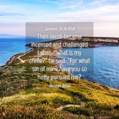 Picture 04 - Genesis 31:36 BSB - Then Jacob became incensed and challenged Laban. - Bible Verse Picture