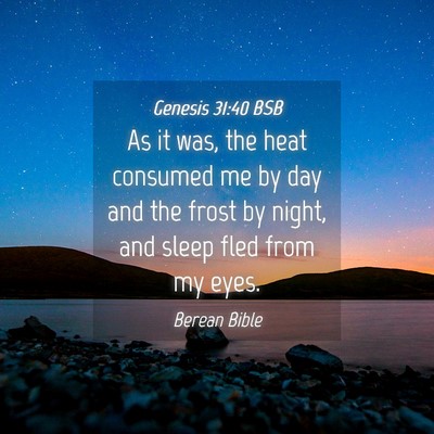 Picture 04 - Genesis 31:40 BSB - As it was, the heat consumed me by day and the - Bible Verse Picture