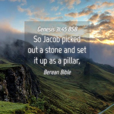 Picture 04 - Genesis 31:45 BSB - So Jacob picked out a stone and set it up as a - Bible Verse Picture