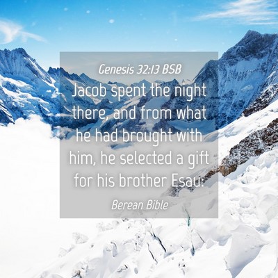 Picture 04 - Genesis 32:13 BSB - Jacob spent the night there, and from what he had - Bible Verse Picture