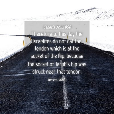 Picture 04 - Genesis 32:32 BSB - Therefore to this day the Israelites do not eat - Bible Verse Picture